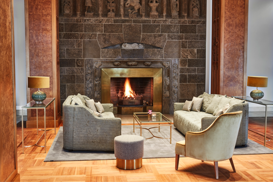 chimney seating area