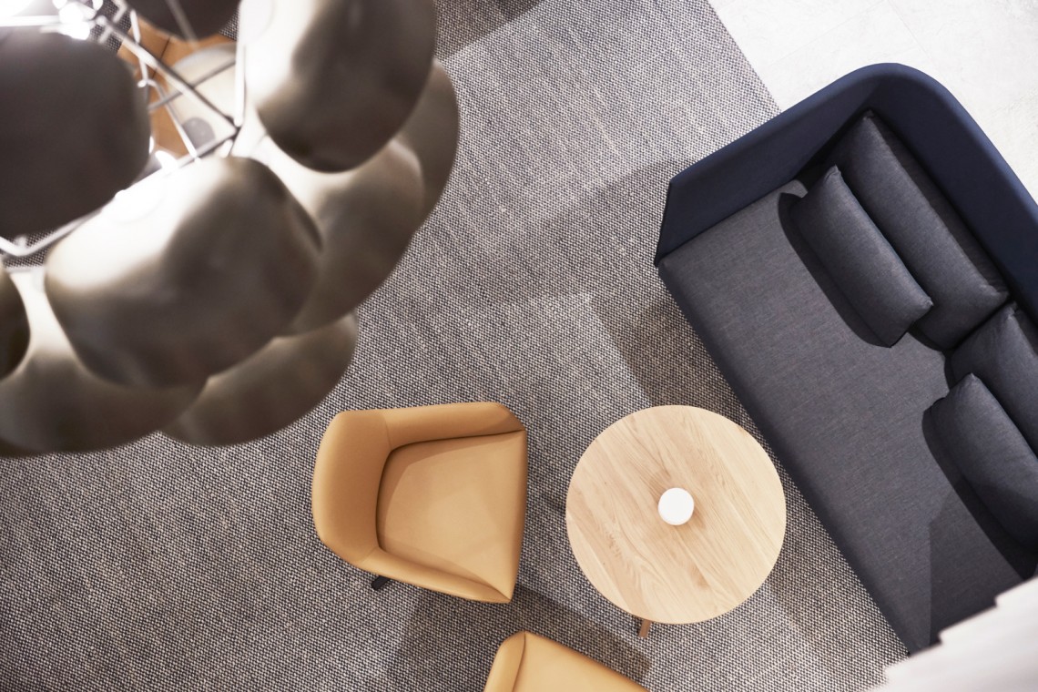 Topshot of a modern seating area.